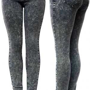 acid washed ladies jeans skinny legging stretch 300x300 - Ladies Dark Acid Wash Black Skinny Jeans Pant