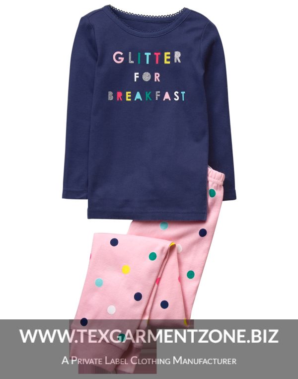 children kids pajamas sleepwear knit cotton compressed - Kids Children Printed Tops and Printed Pajama Sleepwear