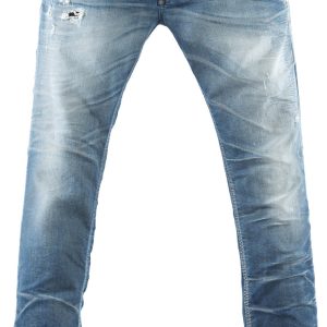 Mens Slim Fit Indigo Blue Abrasion Washed Jeans Pant