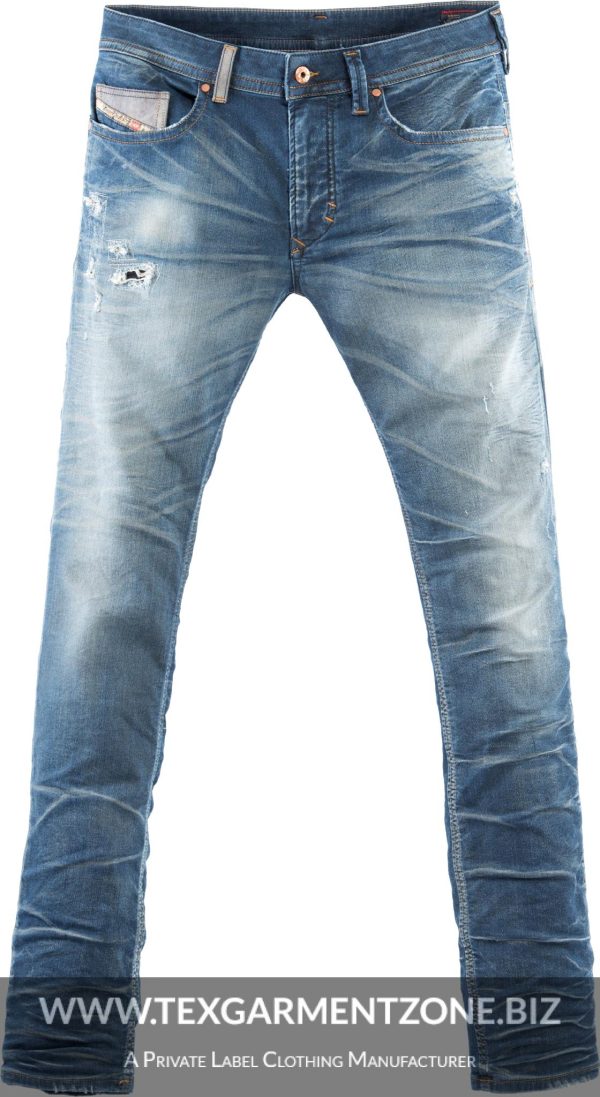 jeans PNG5767 compressed - Mens Slim Fit Indigo Blue Abrasion Washed Jeans Pant