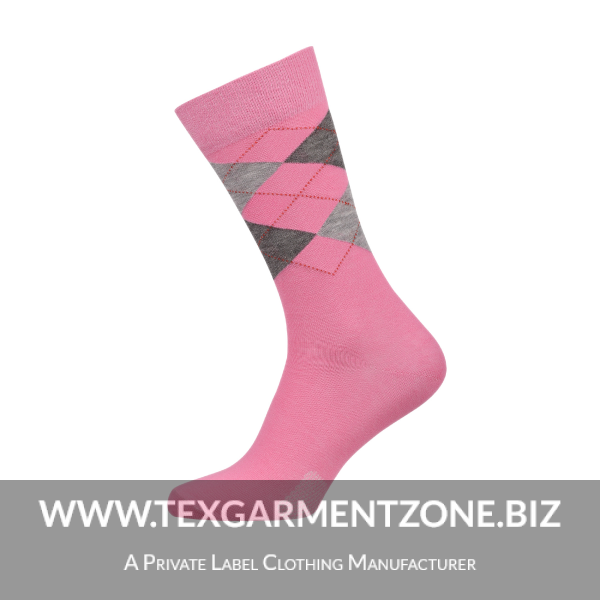 ladies argyle pink socks jaquard design 600x600 - Ladies Jacquard Fancy Socks