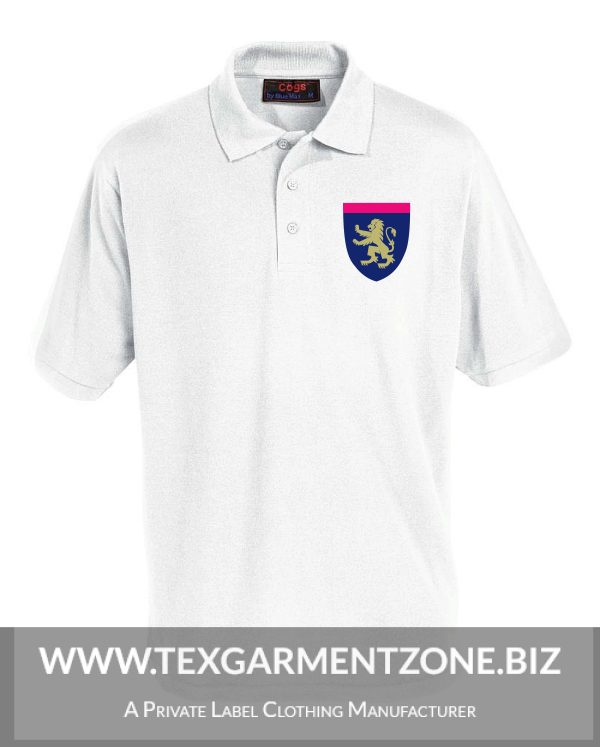 Boys School Uniform White Polo Shirt with Badge