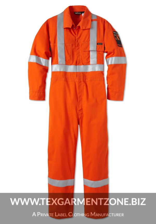 industrial coverall 600x863 - Industrial Fluorescent Orange Work Overalls