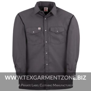 snap button work shirt long sleeve 300x300 - Men's Snap Pearl Button Double Pocket Work Shirt
