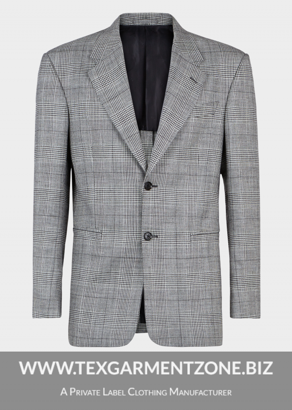 wool silk mens suit blazer checked blend 600x842 - Men's Formal Dog Tooth Designed Poly Wool Blazer Jacket