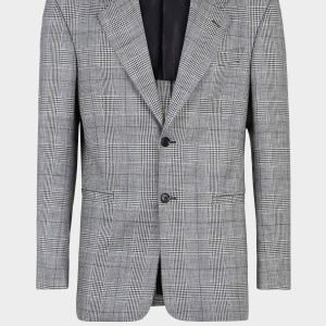 Men's Formal Dog Tooth Designed Poly Wool Blazer Jacket