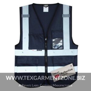 working vest 3M reflective tape multi pockets 300x300 - Men's Navy Working Vest with 3M Reflective Tape and Multi Pockets
