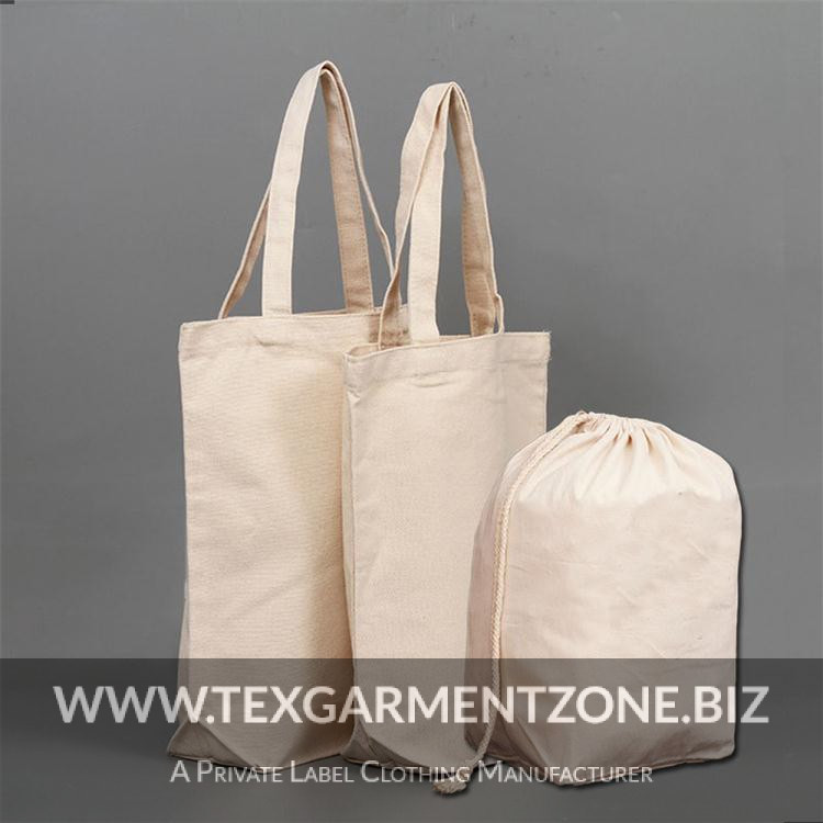 Cotton Canvas Shopping Bag w/ Pocket