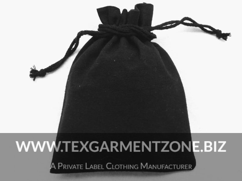 Black Fabric Gift Pouch, Small Drawstring Bag, Jewelry and Party