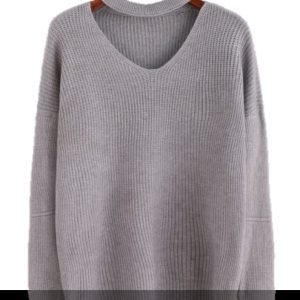 Ladies Deep Neck Drop Fashionable Long Sweater Jumper