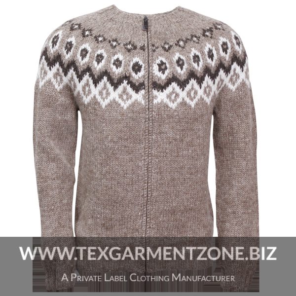 Ladies AW Jacquard Polyester Viscose Nylon Acrylic Sweater Cardigan